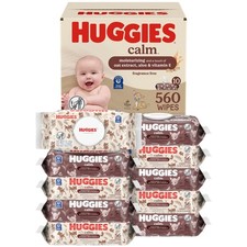 Huggies Calm Baby Wipes, Unscented, 56 Count Pack of 10 , White