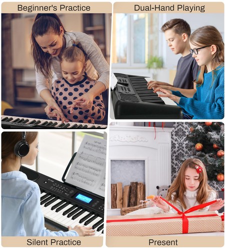 61 Key Piano Keyboard for Beginner, Lighted Keys with LCD Display, 600 Tones,... - Picture 6 of 7