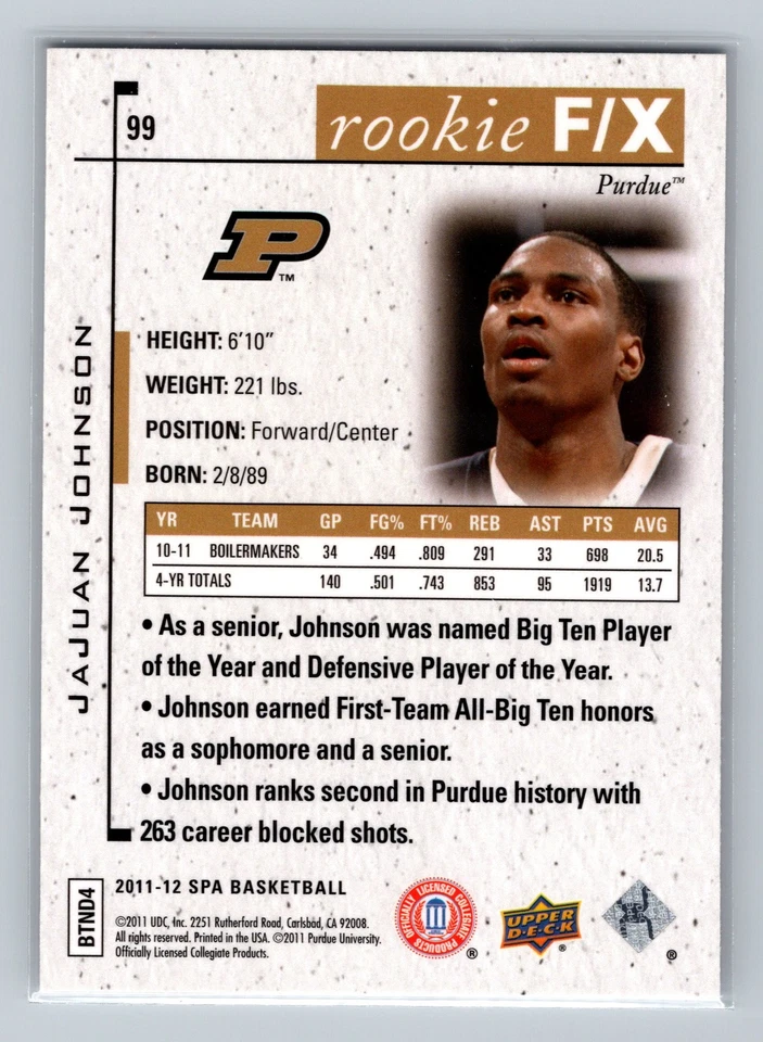 2011-12 SP Authentic #99 JaJuan Johnson - Image 2 of 2