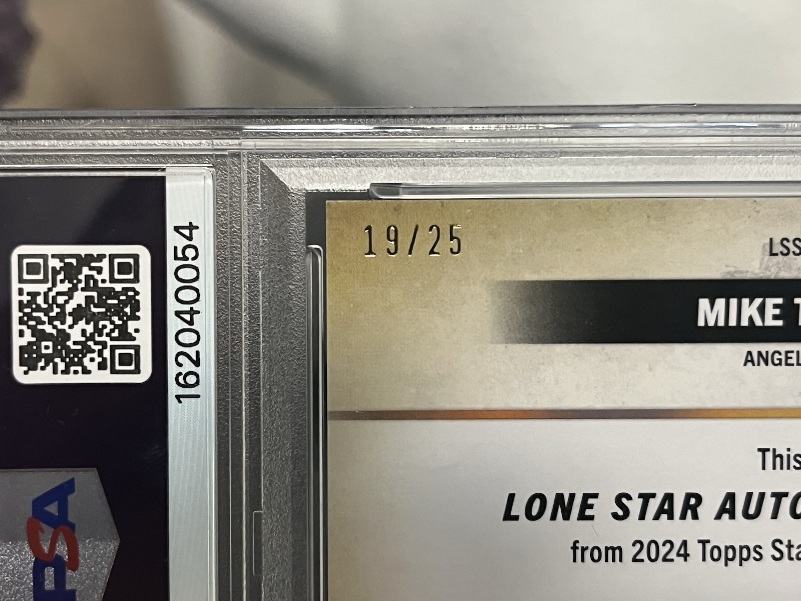 2024 Topps Stadium Club Mike Trout Lone Star Auto /25 PSA 8 LSS-MT Angels view 4