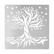 FINGERINSPIRE Tree of Life Metal Journal Stencil Stars Metal Painting Templat...