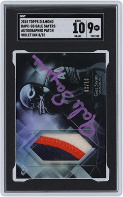 #ad Gale Sayers Chicago Bears Signed 2015 Topps Diamond #DAPC GS #8 10 SGC 9 10 Card $899.99