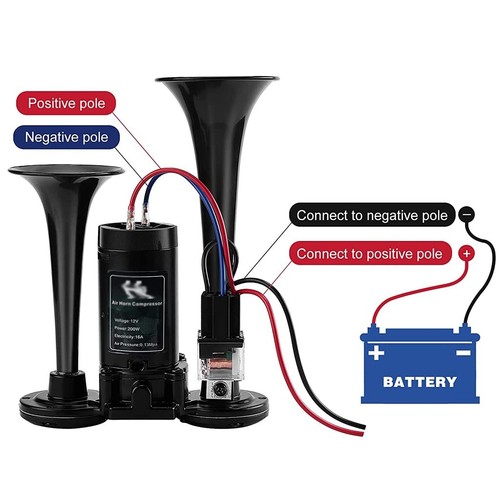Air Horns Kit with Compressor 12V Car Horns Loud Truck Horn Dual Trumpet for ... - Picture 4 of 6