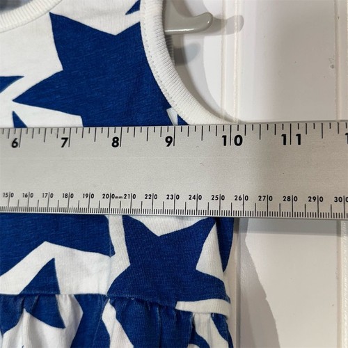 Hanna Andersson 3T Star Print Tank Dress Blue White 100% Cotton Pockets USA - Picture 4 of 9