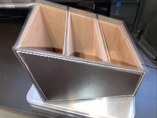 PU Leather Multi-Function Remote Control Organizer, Caddy Holder 3 Compartments