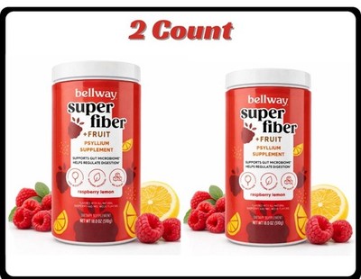 2x Bellway Super Fiber + Fruit Psyllium Husk Raspberry Lemon 18 oz each