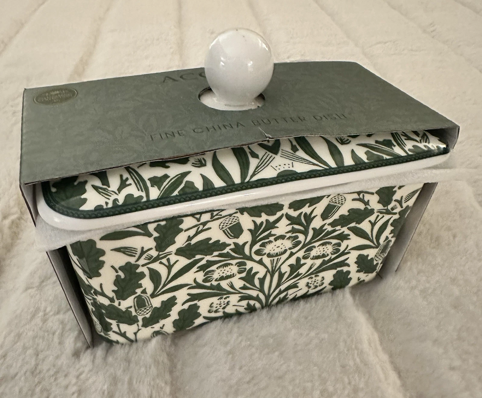 William Morris Butter Dish Fine China Leonardo Collection ACORN Design NEW
