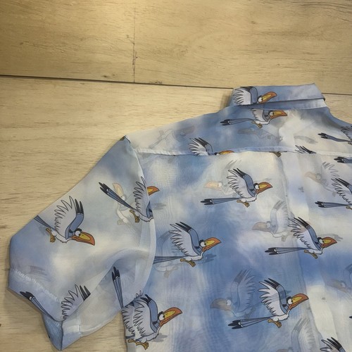 OSOS Design Disney Lion King Casual Button Up Mesh Shirt Transparent Medium - Picture 16 of 19