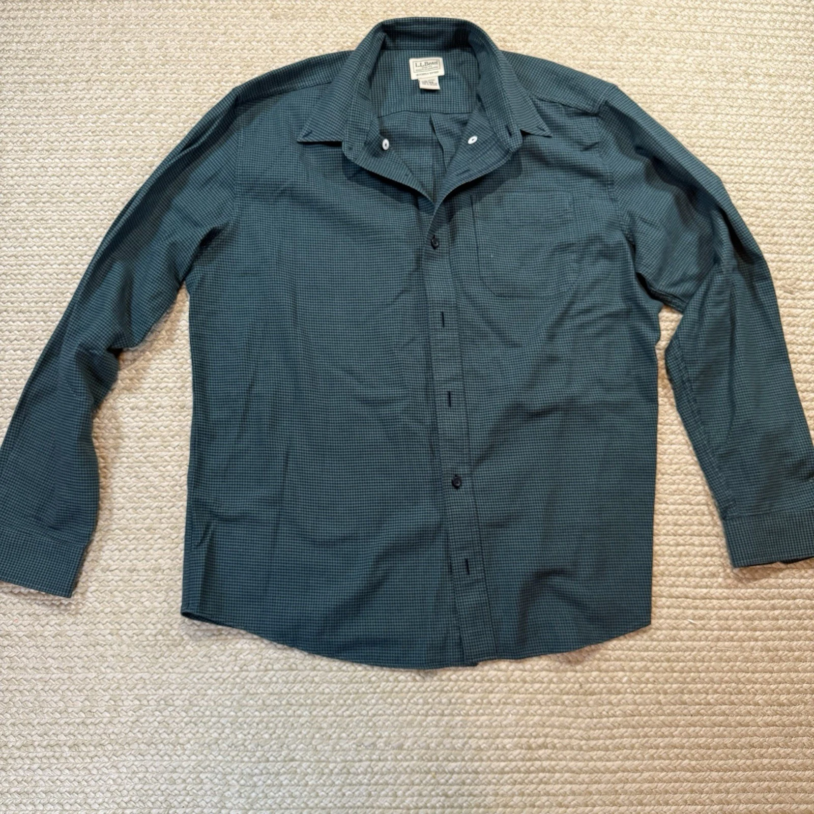L.L. Bean Men's Long Sleeve Flannel Button-Up Slight Fit Plaid Shirt Green XL