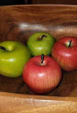 Lot of 4 Artificial Lightweight Green and Red Apples Fake Fruit