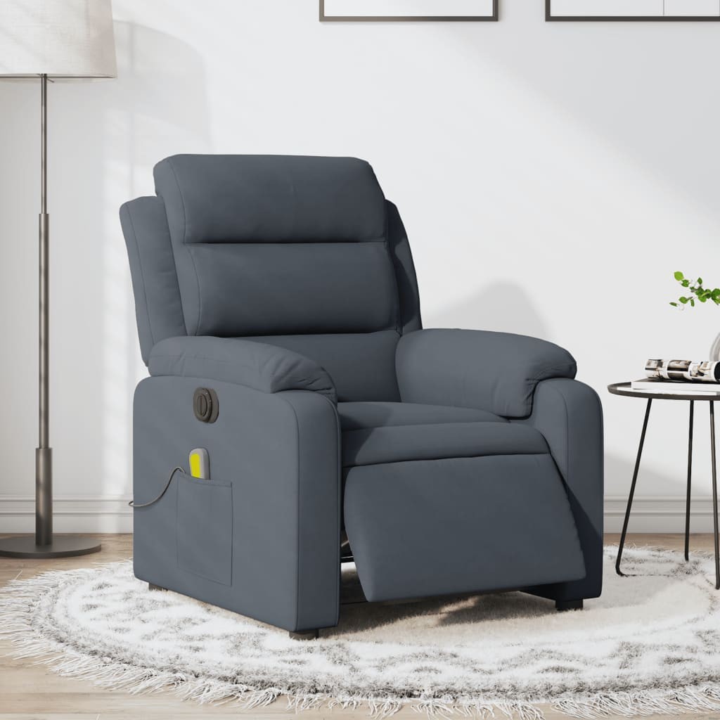 Poltrona Massaggiante Reclinante Elettrica Grigio Scuro Velluto 2805536