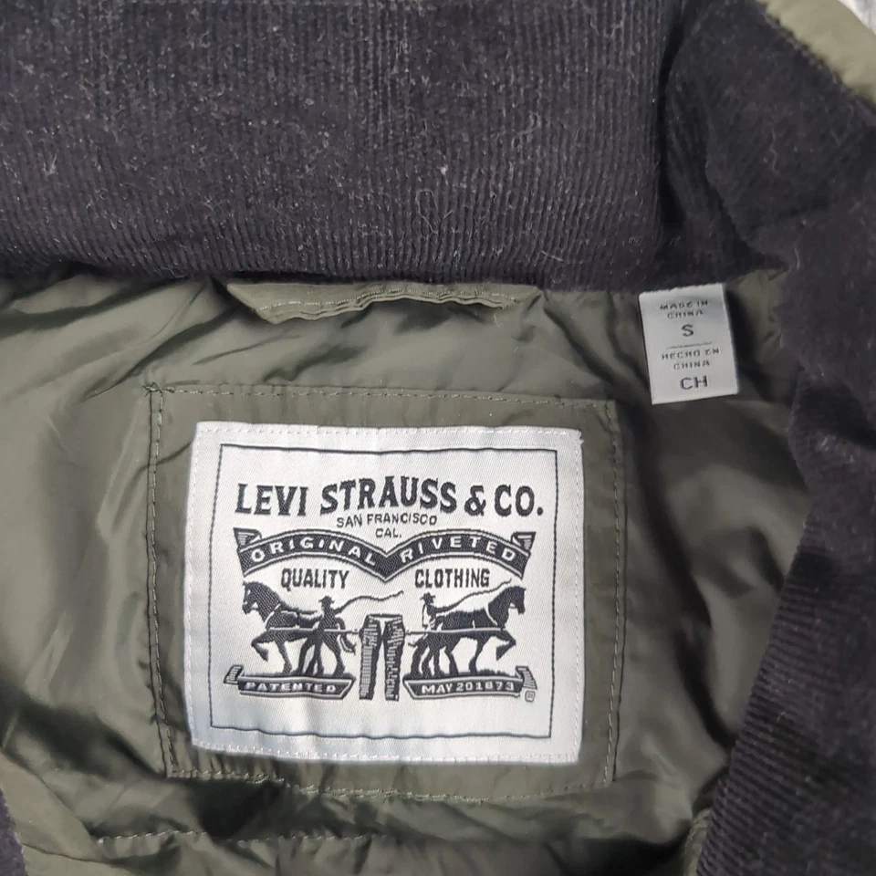 Levi's Jacket Adult Small Olive Green Puffer Coat Full Zip Lightweight Outdoor - Image 2 of 4