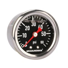 Fuel Pressure Gauge 0-60psi 1.5" Dial, 1/8" NPT Back, Stainless Steel Case,Brass
