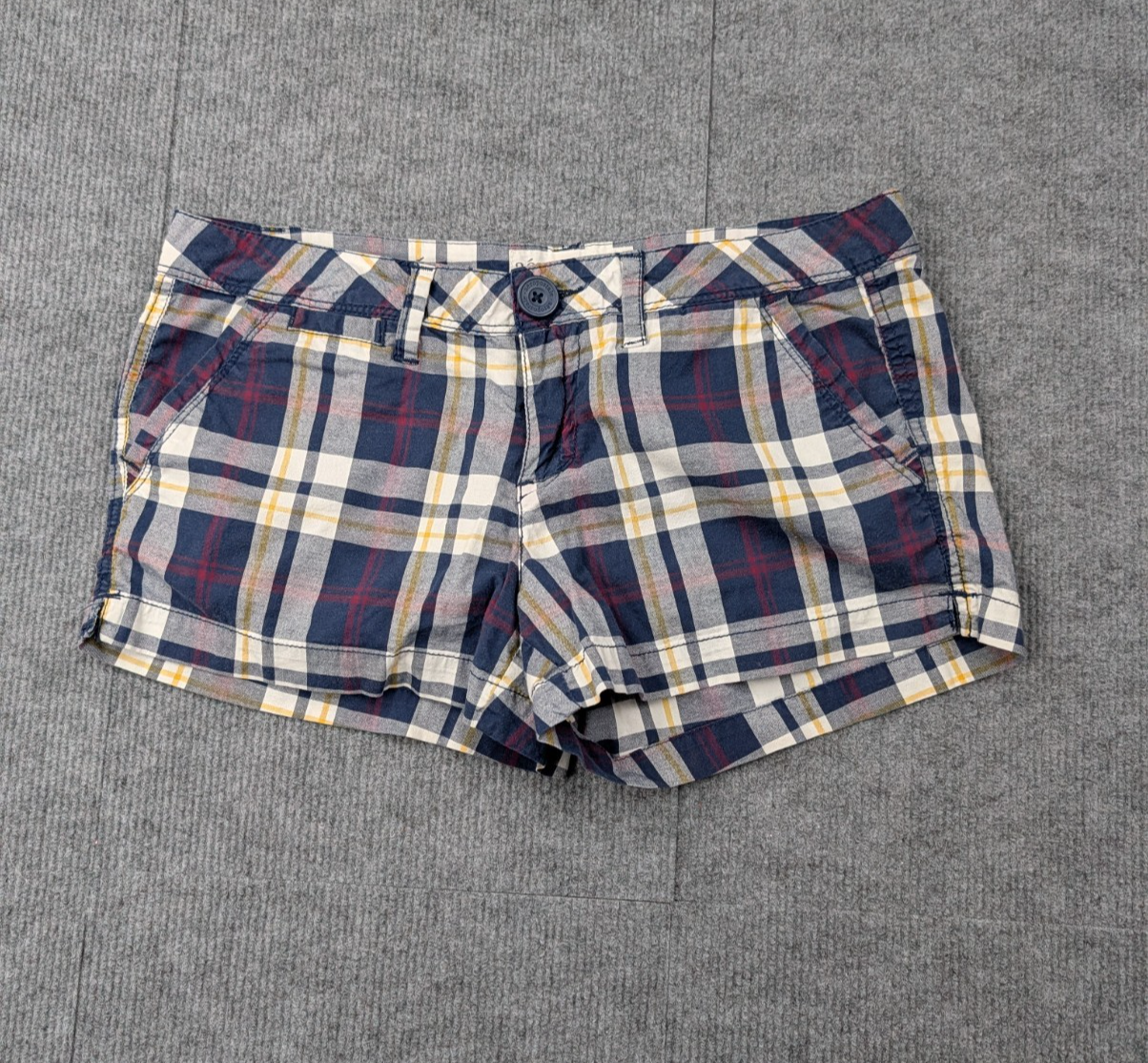 Vintage Aeropostale Micro Mini Shorts Womens 7/8 Plaid Y2K Preppy Low Rise Chino