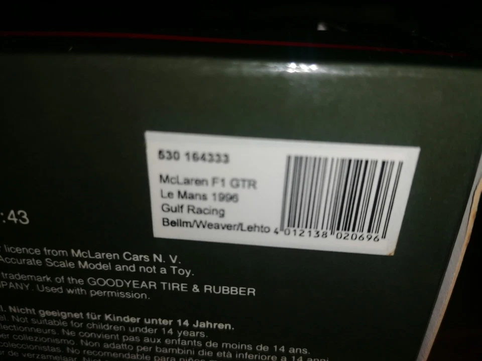 Minichamps 1/43 McLaren F1 GTR #33 Le Mans 24hr 1996 Gulf 530 164333 - Immagine 3 di 3