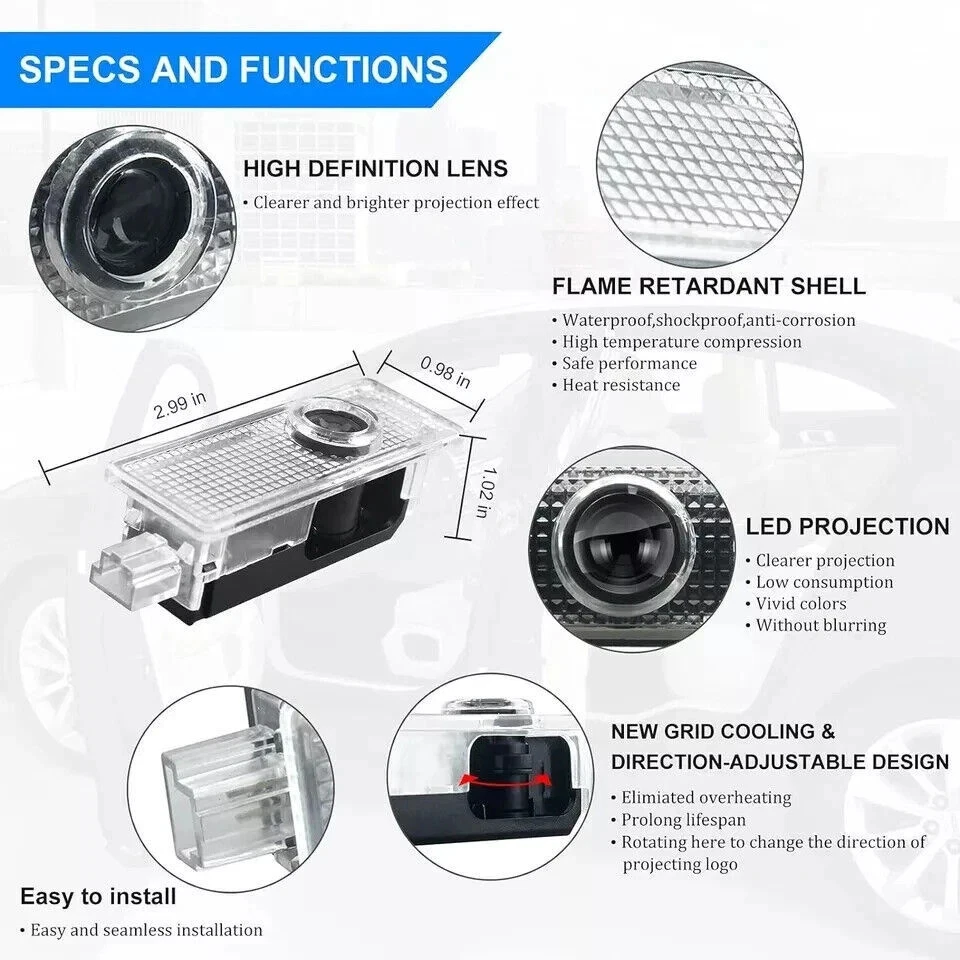 2pcs Welcome Light Fits For E60 E63 E90 E92 X1 4X Door Projector Ghost Shadow Foto 2 de 4
