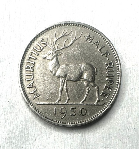 Mauritius 1950 1/2 Rupee. KM28, 23.65mm