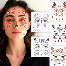 Halloween Face Tattoos Glitter Animal Temporary Tattoo Individual Makeup Kit for