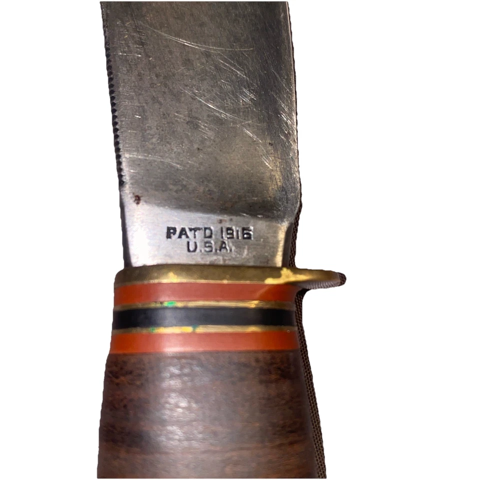 CUCHILLO GLADSTONE CANICAS ANTIGUO 1916 CON FUNDA DE CUERO Foto 3 de 4