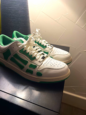 AMIRI Men s Low Top Lace-Up Sneakers Athletic Shoes White/Green