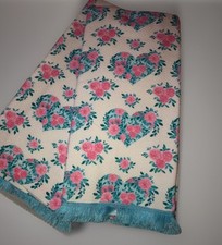 Blue Hearts Pink Flowers Floral Kitchen Towel Set Of 2 NWT