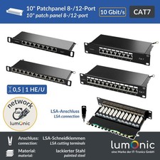 10 Patchpanel CAT7, 8/12 Port, 0,5HE/1HE, LSA...