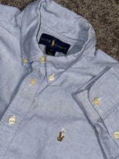 Polo Ralph Lauren Chambray Shirt Boys Sz 16 Blue Button Up Down
