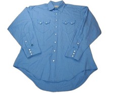 Rockmount Ranch Diamond Pearl Snap Shirt M Blue USA Rockabilly Sawtooth Pockets