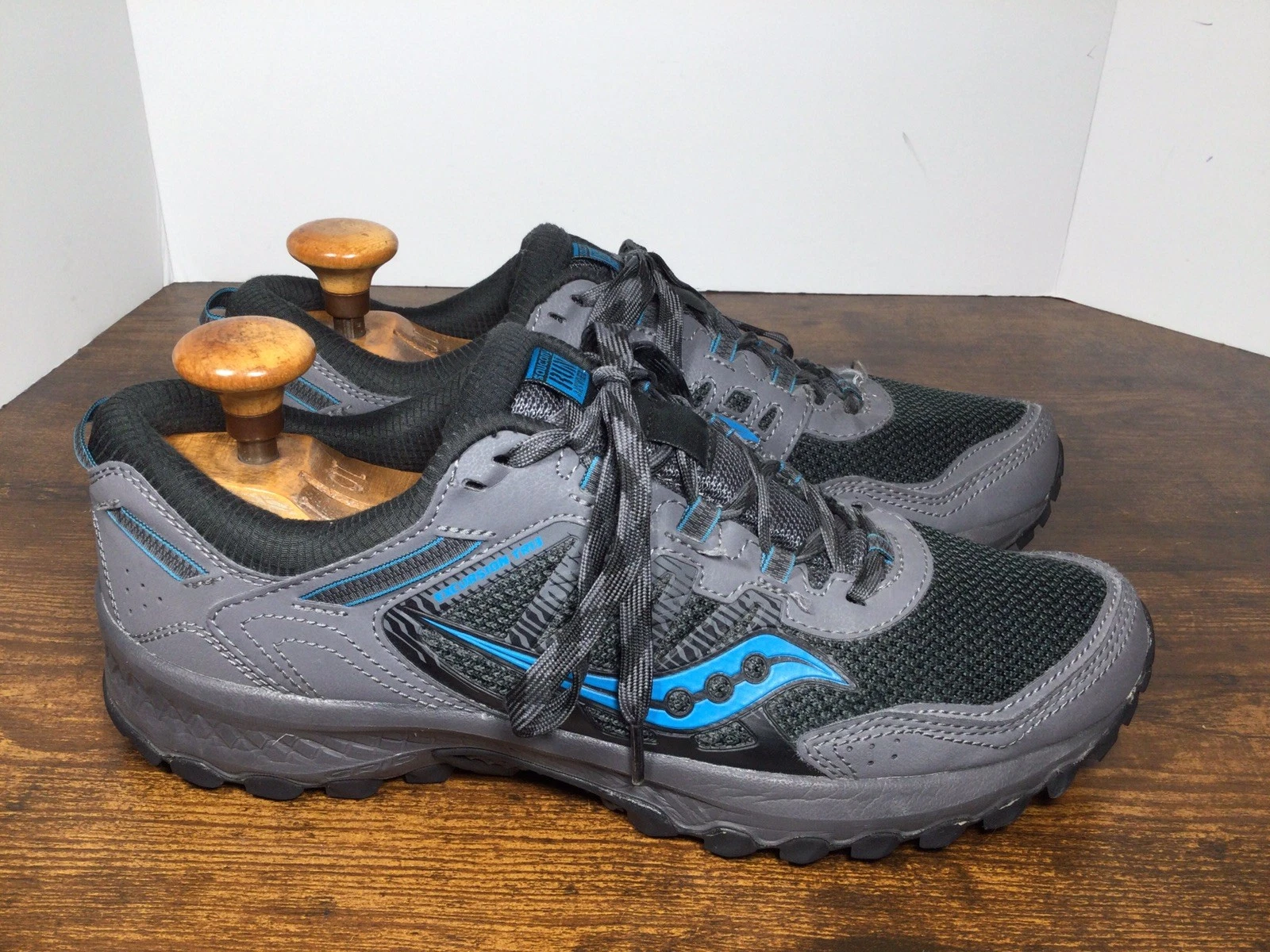 Saucony Run Anywhere Men's 10.5 Black Blue Gray Shoes Excursion Trail S20524-4