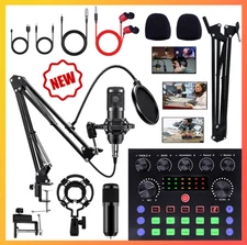 Complete Home Studio Recording Kit Mixer Condenser Microphone for Music Podcast