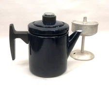 Vintage Enamel Ware Finel Arabia Coffee Pot Percolator Navy Antti Nurmesniemi 