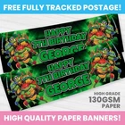 TEENAGE MUTANT NINJA TURTLES  BIRTHDAY BANNER PERSONALISED ANY NAME PARTY BANNER