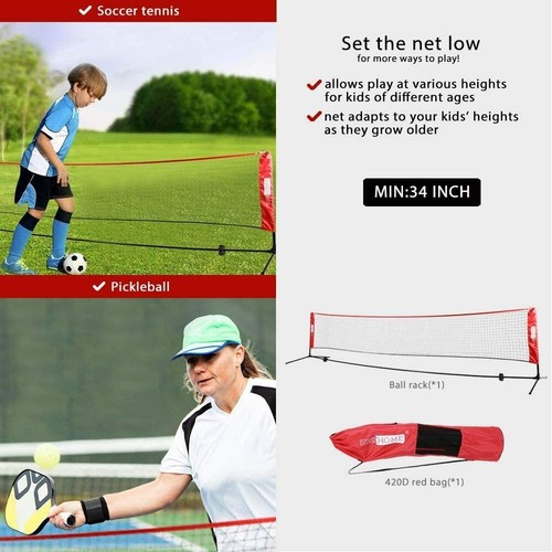 10/14/17ft Portable Badminton Volleyball Tennis Net Set w/ Stand & Carry Bag - Picture 19 of 21