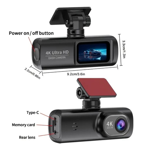 4K Dash Cam Front and Rear with WiFi, G-Sensor, Night Vision, Motion Detection - Picture 6 of 7