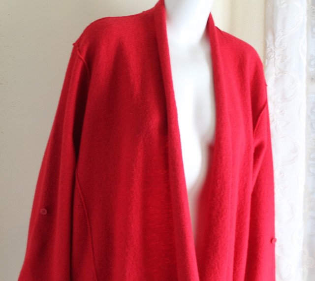red boiled wool coat