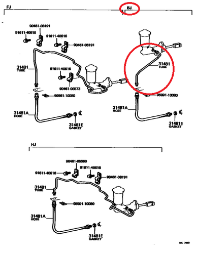 TOYOTA LAND CRUISER BJ40  Hose Clutch Master Cylinder 31481-60172 - Picture 3 of 3