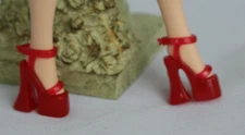 Barbie Doll Red Jelly Platform Heels Shoes Clothes Fashion Accessory Sandals