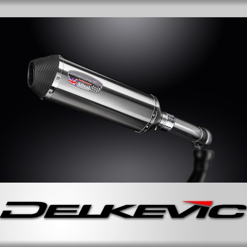 BMW K1300S 2009-2016 Delkevic Slip On 13.5" X-Oval Stainless Exhaust Muffler Kit - Picture 1 of 5