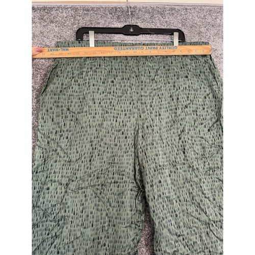 Eileen Fisher Nori Silk Pants Womens XL Green Wide Leg Dash Cropped Loungewear - Picture 10 of 15