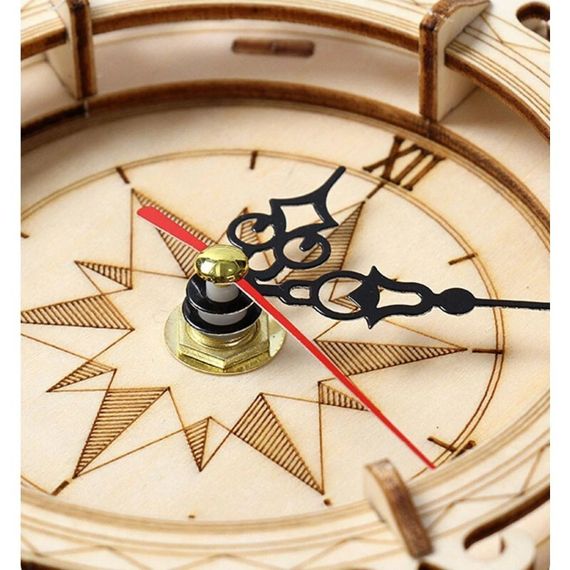 RUIAN Wood 3D Puzzles Building Mechanical Wall Clock Hanging Pendulum Toy Kits - Image 3 of 4