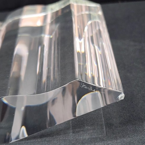 Steuben Crystal Glass Memory Book Sculpture Shaped Like Open Book On Black Base - Picture 15 of 24