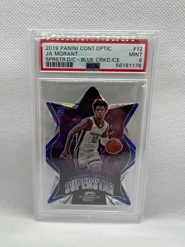 2019-20 Panini Contenders Optic Ja Morant #12 Superstar Blue Cracked Ice PSA 9