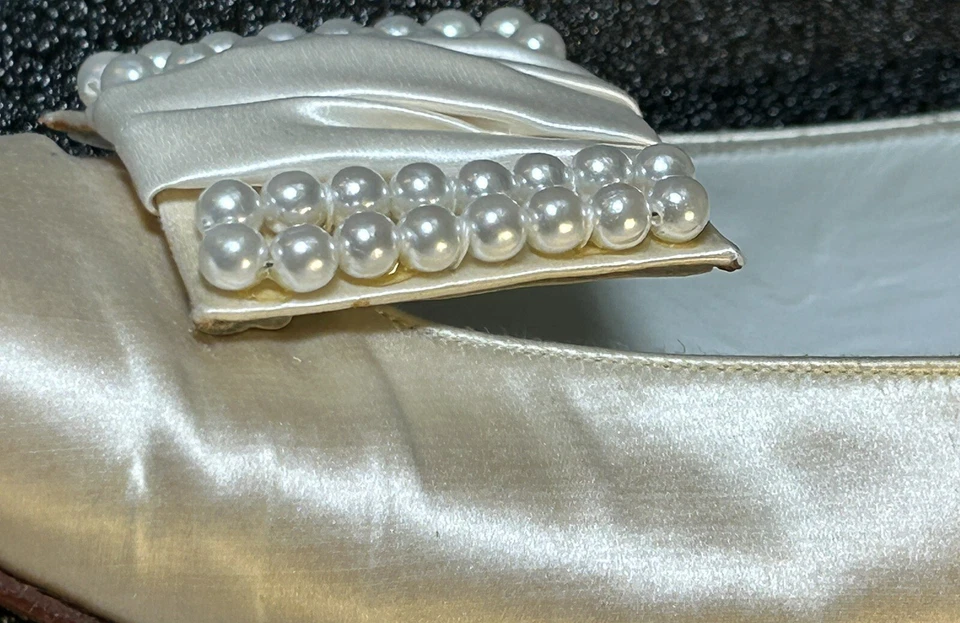 Zapatos de Boda Antiguos Blancos Talla 7B Diseñador Thayer McNeil Hechos a Mano 1918 Foto 2 de 4