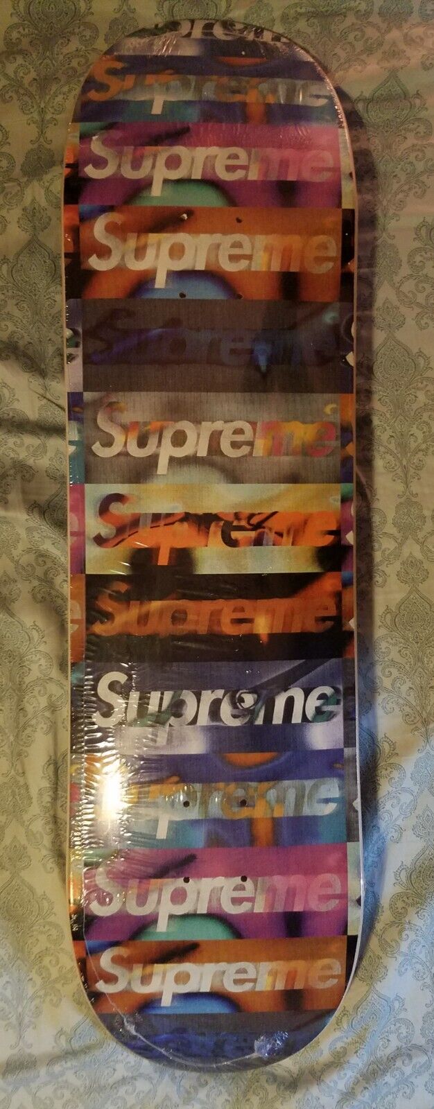 Supreme Distorted Logo Black Skateboard Deck 8.5