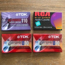 TDK Superior D60, Power 110, and RCA Audio Lot Of 4 Sealed Cassette Tapes