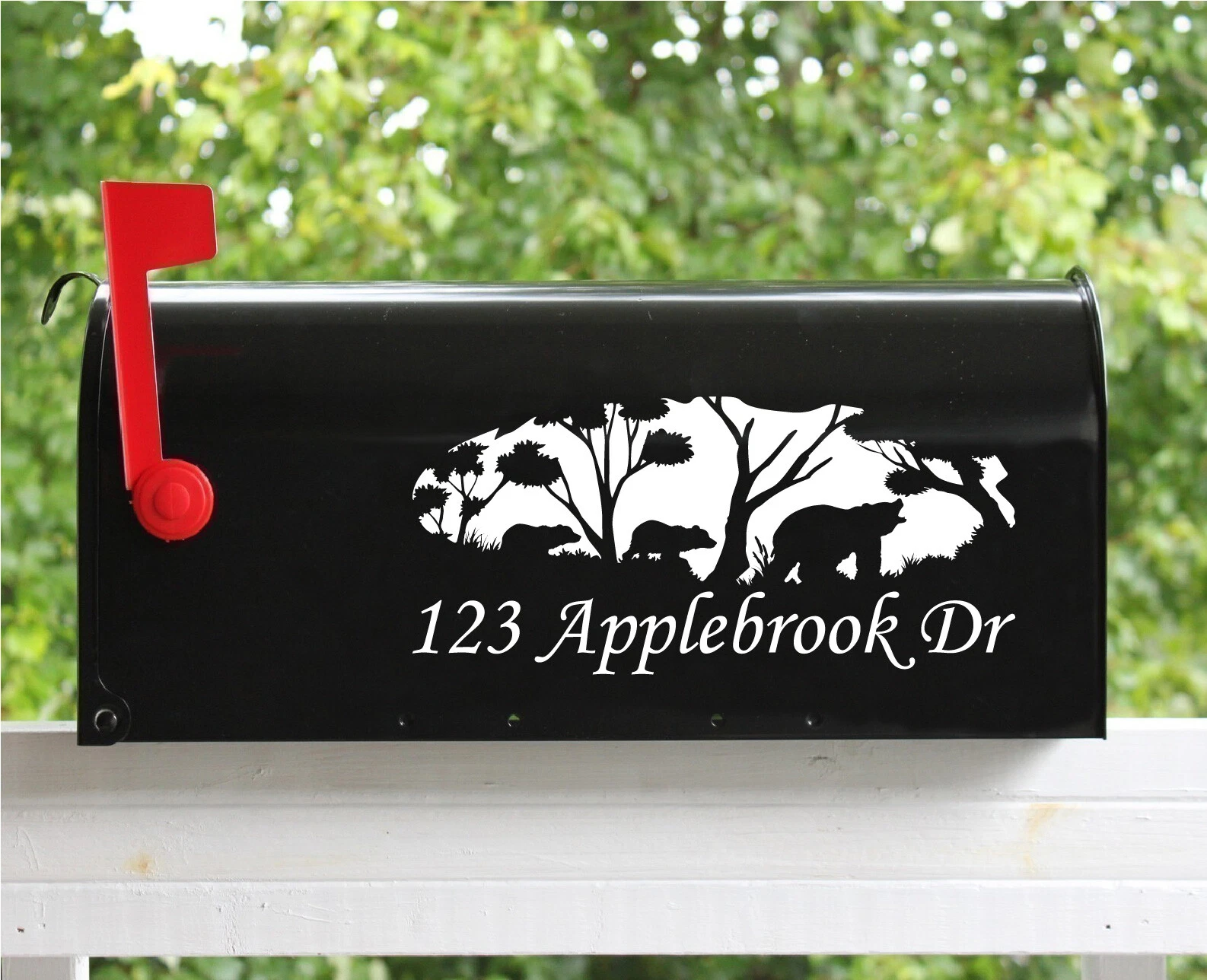 Set of 2 - 5" x 11" Custom Black Bear Grizzly Cub Mailbox Decals Stickers Street - Picture 1 of 2