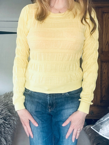 Mango Yellow Ruched Detail Jumper Medium UK 10 - 12 - Picture 5 of 16