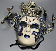 Maschera Veneziana Carnevale Vintage con Campane Blu Reale Jolly Sinfonia