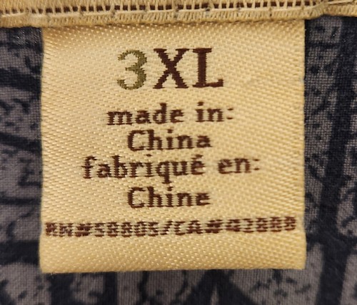 VTG Island Passport Men's Size 3XL BLue and Gray tribal pattern Hawaiian Shirt - Picture 5 of 7