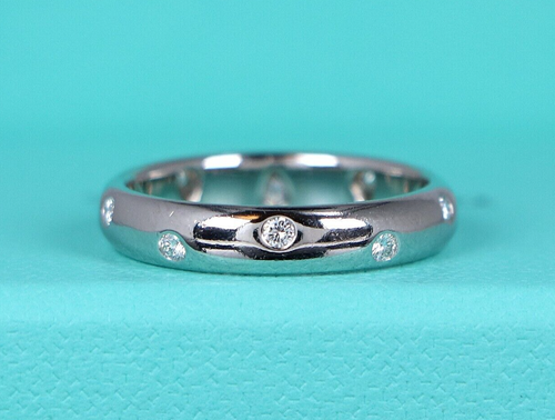 $3,200 Tiffany & Co. Etoile Platinum Diamond 4mm Wedding Anniversary Band Ring